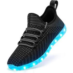 Mens Size 11 Black Mesh Rechargeable Light Up Halloween Lace Up Sneaker Shoes